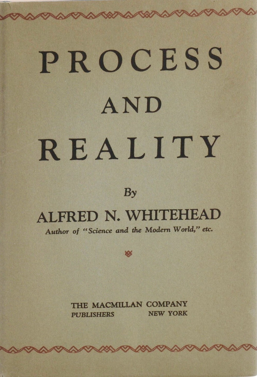 Process And Reality: An Essay In Cosmology First US edition, first printing cover