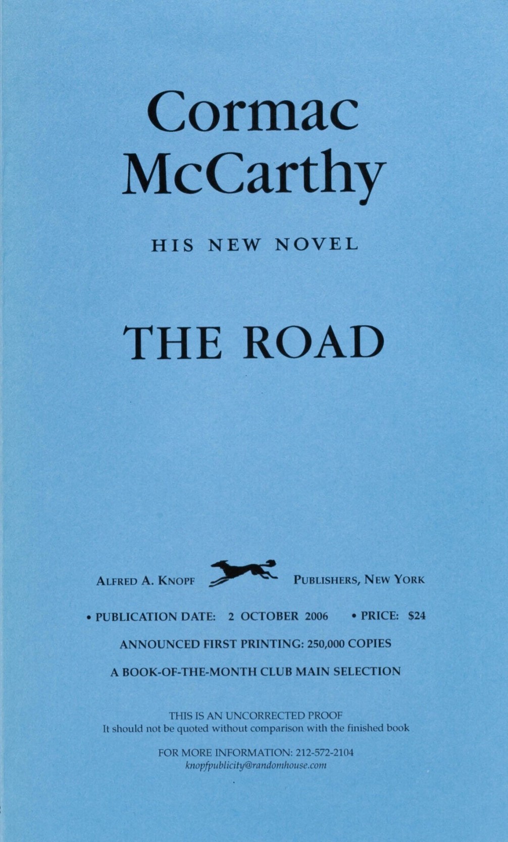 The Road First print cover