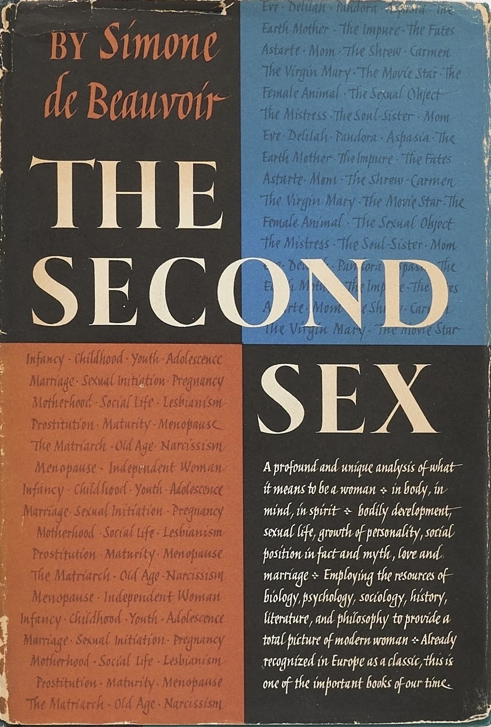 The Second Sex First American edition, first printing cover