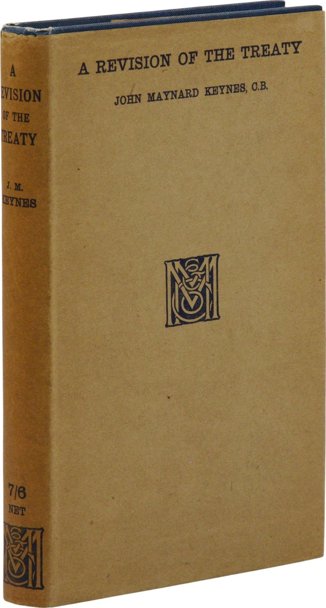 A Revision of the Treaty first UK edition, first impression (Macmillan and Co., 1922) dust jacket